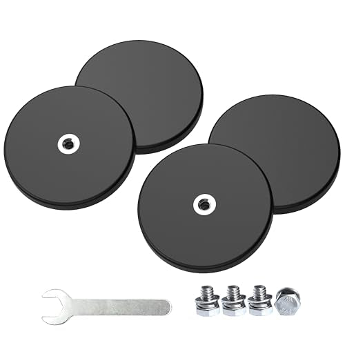 Magnetpro 4 Pieces Strong Rubber Coated Mounting Magnets 30 LB | Anti-Scratch & Anti Corrosion, Over 30 LB Adhesive Power, 1/4"-20 Stainless Steel Thread Hole with Bolts, For PTZ, Camera - size: 30LB - 1/4"-20 Female SS
