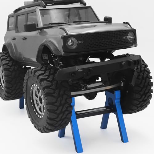 RC Car Stand Aluminum Alloy RC Car Static Display Stand RC Work Stand for 1/18 1/24 TRX4M FCX18 SCX24 FCX24 RC Car Upgrade Parts (Blue) - color: Blue