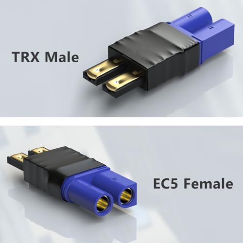 Cordro 2 Pair RC LiPo Battery Connector Adapter Compatible with TRX/Traxxas Lipo Battery Plug to EC5 Male Female on ESC Charger
