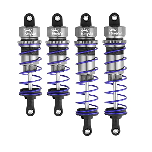 KingVal Replacement Aluminum 92mm Front and 105mm Rear Shock Absorber Damper Combo Compatible with 1:10 Scale Traxxas Slash 2WD/4X4 1/10 Maxx TRX-4 Axial SCX10 Redcat Ascent Fusion (Gray)