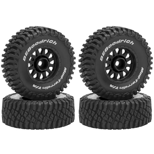 1/16 RC Car Tires and Wheels, daitoku 12mm Hex RC Truck Tires for 1/14 1/16 ARRMA Mojave GROM 223S 4x4 RTR MJX 14211 JJRC Q130c HBX 3100 - (Black) - color: Black