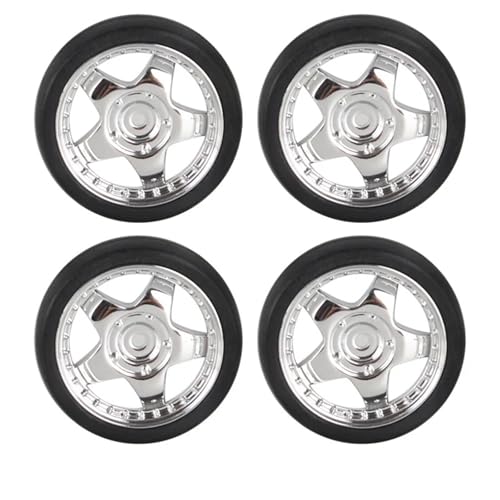 RC Toys For Ldrc AE86 A86 LD1801 LD1802 LD1803 LD1804 A01 A02 1/18 4pcs 31mm RC Hard Drift Tire Wheel Hard Tyre RC Car Upgrade Parts(Silver B) - color: Silver B
