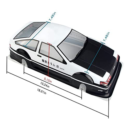 Manrock 1/10 Scale RC Painted Drift Racing Touring Onroad Car Body Shell AE86 Black and White