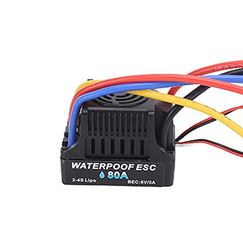 Alomejor Brushless Motor 80A Waterproof Brushless ESC Electronic Speed Controller with Heat Dissipation for 1/8 RC Car
