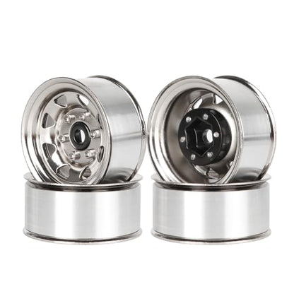 4PCS 1.55 inch Aluminum Metal Beadlock Wheels Rim and 95mm Rubber Tires Set Replacement for 1/10 RC Crawler Car for D90 TF2 Tamiya CC01 CC02 LC70 JIMNY Axial AX90069 Upgrade Parts(Silver) - color: Silver