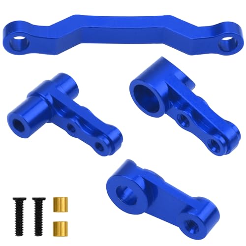 ShareGoo Metal Swing Arms Steering Knuckle Carrier & Steering Assembly Upgrade Parts Compatible with Remo Hobby Smax 1621 1625 1631 1635 1651 1655 1/16 RC Car (Blue) - color: Blue