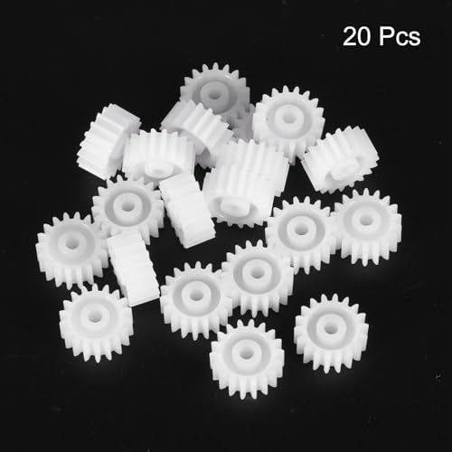 MECCANIXITY 20 Pcs Plastic Gears 18 Teeth Plastic Motor Gear Model 182A Reduction Gear for RC Car Model DIY Robot (White, Module 0.5) - style: 18 Teeth
