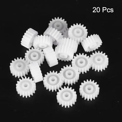 MECCANIXITY 20 Pcs Plastic Gears 18 Teeth Plastic Motor Gear Model 182A Reduction Gear for RC Car Model DIY Robot (White, Module 0.5) - style: 18 Teeth