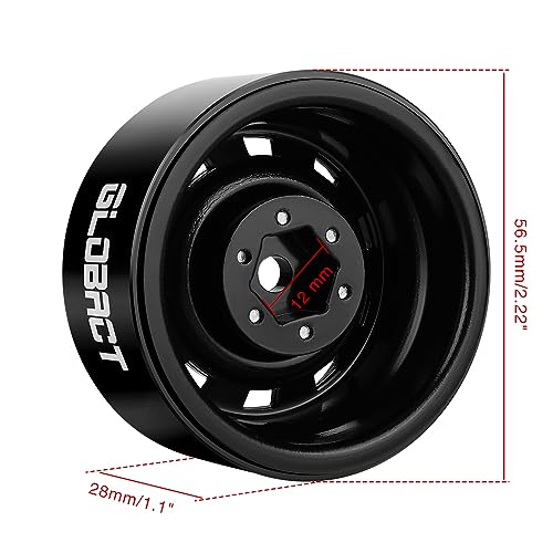 GLOBACT 1.9 Beadlock Wheels for 1/10 TRX4 TRX6 SCX10 I II III Pro Redcat, B | 1/10 RC Wheel Hub, 1/10 RC Crawler Car Upgrade Accessories - color: Black