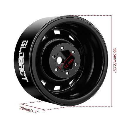 GLOBACT 1.9 Beadlock Wheels for 1/10 TRX4 TRX6 SCX10 I II III Pro Redcat, B | 1/10 RC Wheel Hub, 1/10 RC Crawler Car Upgrade Accessories - color: Black