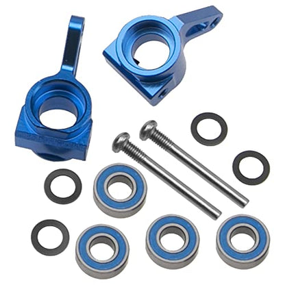 Aluminum Front Steering Knuckles Carrier Blocks Steering Cup Compatible with 1/10 Traxxas Slash 2WD Rustler Stampede Bandit RC Car,Replace of 3736 (Blue) - color: Blue
