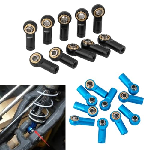 10pcs/Set Aluminum M3 Link Rod End Ball Joint CCW for Axial SCX10 D90 1/10 RC Car Crawler Car Upgrade Parts ( Color : Blue 10pcs )