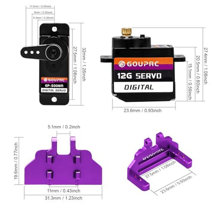 RC Micro Digital Servo for Axial SCX24 Upgrade & Servo Mount & Servo Horn - color: Purple Mount