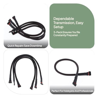 DYNWAVE Brushless Motor Sensor Wire 250mm (9.84 Inch) for 1:10 RC Car Buggy Truck Model – Silicone Cable with Protective Sheathing – Pack of 3