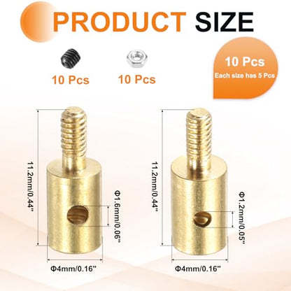 MECCANIXITY Linkage Stoppers Connecting Servo Arm, Push Rod with Nut and Screw for RC Airplane, D4x1.2mm D4x1.6mm 10 Pcs - size: D4x1.2mm; D4x1.6mm