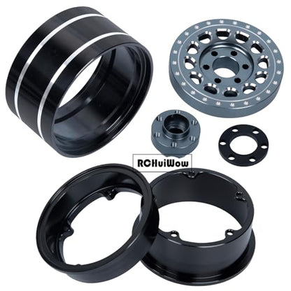 RC Wide 1.57'' (40mm) 2.2 Beadlock Wheels for SCX10 Capra Wraith Ryft / TRX4 AMG 6x6 / Gen8 Everest Gen 7 Pro,Adjustable 4 Offsets Rims,4Pack,Titanium w/Black - color: Titanium W/ Black(4pcs)