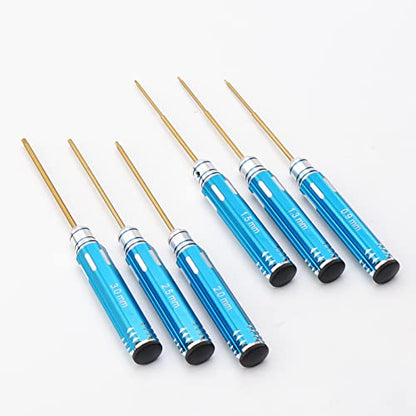 8pcs RC Hex Screw Driver Set & Cross Wrench & 17mm Nut Driver, 0.9mm 1.3mm 1.5mm 2.0mm 2.5mm 3.0mm Titanium Hexagon Screwdrivers Tool for RC Car Quadcopter Multi-Axis FPV Racing Drone, Blue