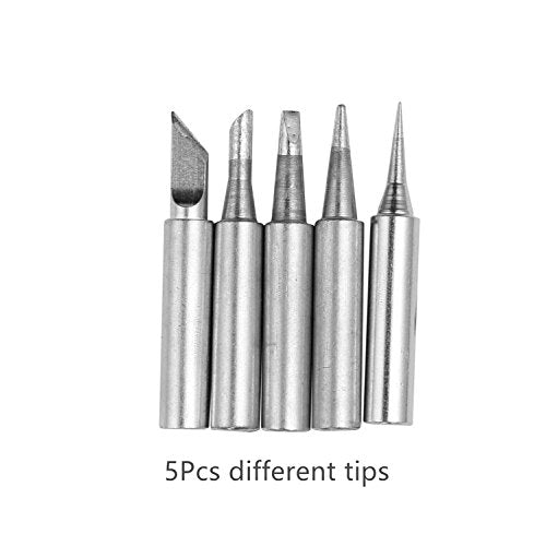 Electronics Soldering Iron Kit，60W 110V Adjustable Temperature Welding Tool Set, 5pcs Different Soldering Tips, Stand, Tweezers,Desoldering Pump,2pcs Solder Wire, Brush