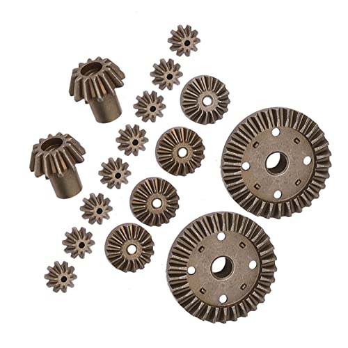 T best 16pcs Metal Gear, Metal Spur Diff Differential Main Gear RC Gear Upgrade Parts Fit for 12428 12423 RC Accessory