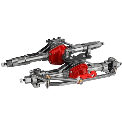 Aluminum Front Rear Complete Axle Set with Enhanced Axle Shaft for Axial SCX10 RC4WD D90 1/10 RC Crawler Upgrade Parts (Titanium Front+Rear) - color: Titanium Front+rear