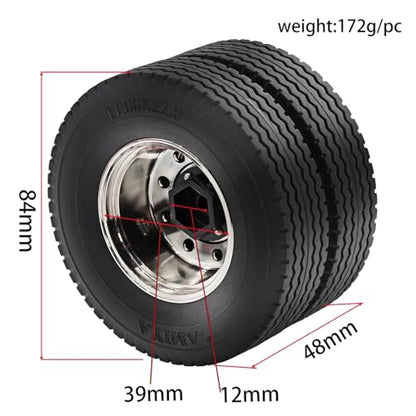 RC Repairs Models For Tamiya For Scania For Volvo For Actros For Man 1/14 Wheel Drive/Bearing Hub Rim Double Wheels Set RC Trailer Tractor Truck Car(2 Front and 4 Rear) - size: 2 Front and 4 Rear