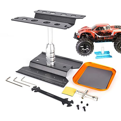 RC Cars Tool Heightening Work Stand Assembly Platform 360 Degree Rotate Repair Station 1/10 1/8 Buggy Crawler Car (Black) - color: Black