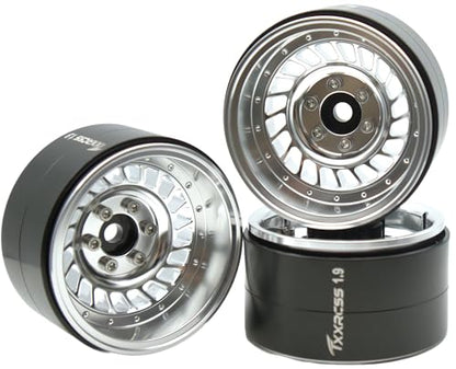 Super Heavy Rc 1.9 Beadlock Wheels Offsets -10mm Rims for 1/10 RC Crawler (Silver) XX - color: Silver