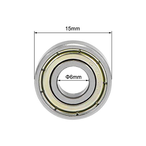 uxcell 696ZZ Deep Groove Ball Bearings Z2 6mm X 15mm X 5mm Double Shielded Carbon Steel 2pcs - size: 6mmx15mmx5mm
