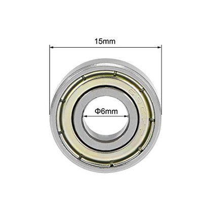 uxcell 696ZZ Deep Groove Ball Bearings Z2 6mm X 15mm X 5mm Double Shielded Carbon Steel 2pcs - size: 6mmx15mmx5mm