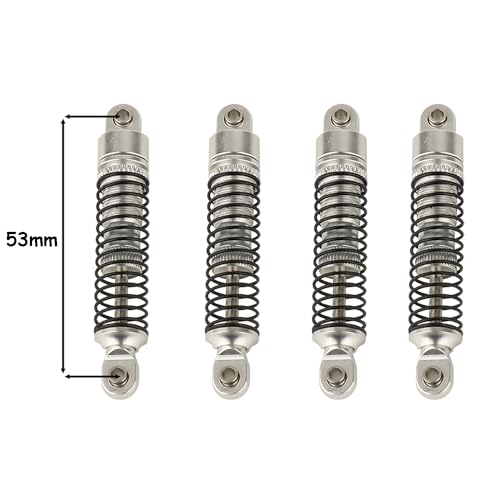 4PCS 53mm/59mm/65mm/78mm Aluminum Shocks Absorbers Oil Threaded Damper for 1/18 RC Crawler TRX4M TRX-4M Bronco Defender K10 Upgrade Parts (53mm-silver) - color: 53mm-silver