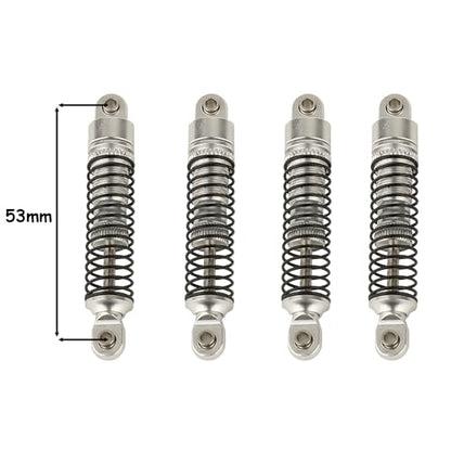 4PCS 53mm/59mm/65mm/78mm Aluminum Shocks Absorbers Oil Threaded Damper for 1/18 RC Crawler TRX4M TRX-4M Bronco Defender K10 Upgrade Parts (53mm-silver) - color: 53mm-silver