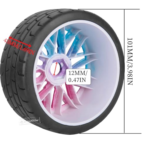 RC Wheels and Tires Highway Tires for 1/8 Typhon 6S BLX,1/7 Infraction 6S BLX,Limitless,RC Wheels RC Tires Soft Tires Buggy Tires Off Road Racing Truck Tires,4pcs,Colorful