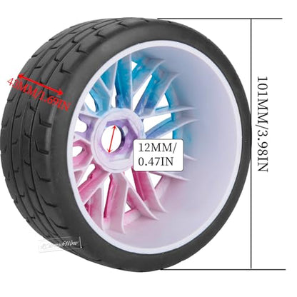 RC Wheels and Tires Highway Tires for 1/8 Typhon 6S BLX,1/7 Infraction 6S BLX,Limitless,RC Wheels RC Tires Soft Tires Buggy Tires Off Road Racing Truck Tires,4pcs,Colorful