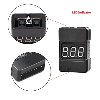 3 Pack BX100 RC 1-8S Low Voltage Buzzer,Sound Alarm Warning Checker,Lipo Battery Tester with LED Indicator for Lipo/Li-ion/LiMn