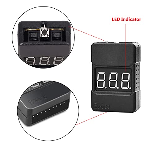 3 Pack BX100 RC 1-8S Low Voltage Buzzer,Sound Alarm Warning Checker,Lipo Battery Tester with LED Indicator for Lipo/Li-ion/LiMn