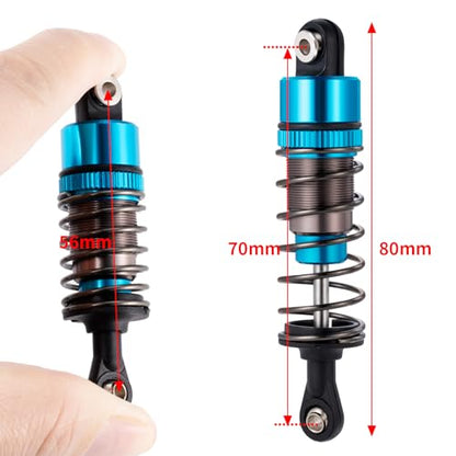 4PCS 1/10 70MM 95MM RC Oil filled Shock Absorbers Kit Front & Rear Shock Absorber Damper Assembled Set Compatible with Tamiya TT-02B DT-02 DT-03 DF-02 1/10 Buggy Car Upgrades Parts (Blue) - color: Blue