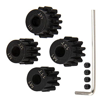ShareGoo Mod 1 Hardened Steel M1 Pinion Gear Sets 11T 12T 13T 14T fit 5mm RC Motor Shaft Compatible with Arrma Traxxas Axial HSP Redcat Losi 1/8 1/10 Scale RC Car Truck Buggy
