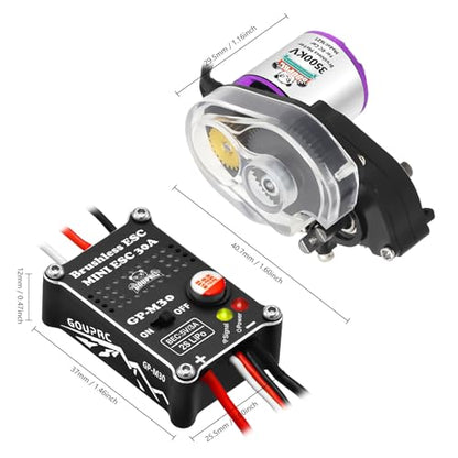 GOUPRC Upgrade 30A Brushless ESC & 1621 3500KV Brushless Motor with Transmission Combo Kit for SCX24 RC Crawler Axial 1/24 RC Car Truck Buggy - color: White Purple