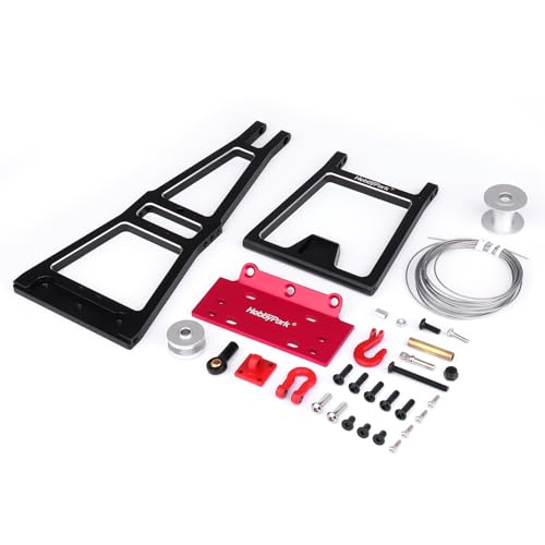 HobbyPark RC Crawler Tow Rig Crane 1/10 Scale Winch Stent Rescue Wrecker Kit Trailer Tow Hook for TRX4 SCX10 II Capra LCG Chassis Frame DIY Parts Updates (Black) - color: Black