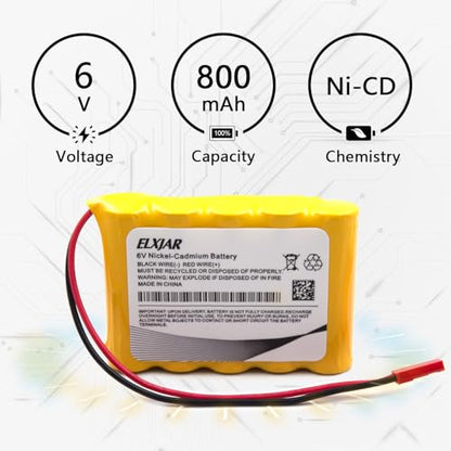 (2-Pack) 6V 800mAh Ni-Cd Battery for Huina 540, 520, 510 RC Vehicles | AA battery packs with red JST plug; includes 2 USB charging cables for compatible RC construction vehicles.