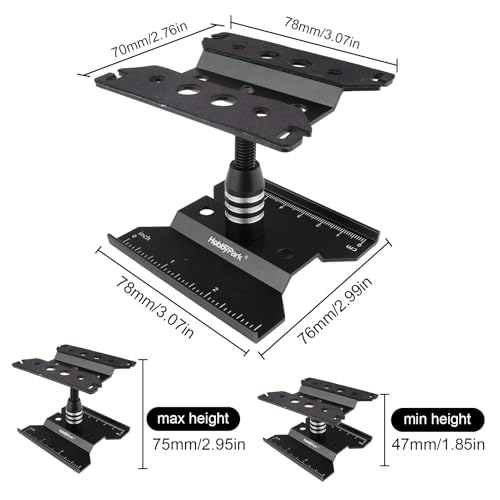 HobbyPark Mini RC Car Work Stand Aluminum for 1/24 1/18 Scale RC Crawler Axial SCX24 Traxxas TRX4M FCX24 FCX18 Workstation 360 Degree Rotation Lift Lower (Black) - color: Black