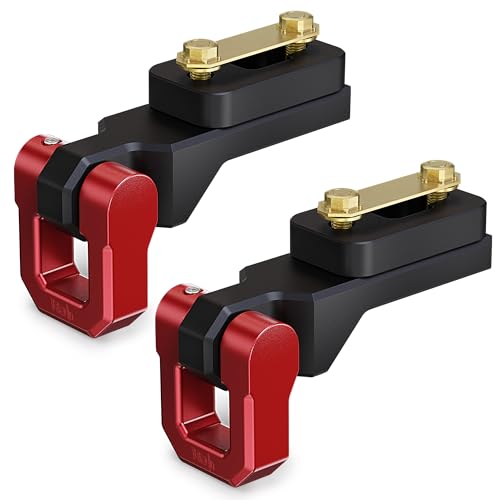 RENO F150 Tow Hook with 3/4" D-Ring Shackle, Front & Rear Recovery Hooks | CNC Aluminum, Front/Rear Mountable, Fits 2004-2025 F150/2010-2025 Raptor 2WD 4WD, OEM 4L3Z17A954AA,6L3Z17A954AA,FL3Z-17A954-F - color: Tow Hooks w/ Red D-ring, size: F150 Front/Rea