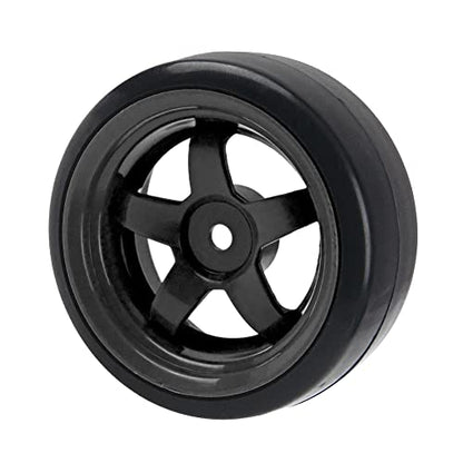 5-Spoke RC 12mm Hex Hub Wheel Rims & Rubber Tires Compatible with HSP Tamiya HPI Kyosho 1/10 On-Road Touring Car,WLtoys 1/14 144001 Traxxas 1/16 Slash RC 1/18 A959B Buggy (Black)