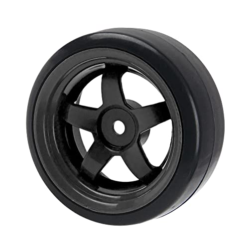 5-Spoke RC 12mm Hex Hub Wheel Rims & Rubber Tires Compatible with HSP Tamiya HPI Kyosho 1/10 On-Road Touring Car,WLtoys 1/14 144001 Traxxas 1/16 Slash RC 1/18 A959B Buggy (Black)