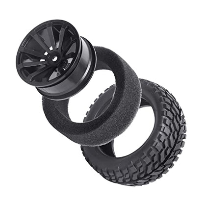 12mm Hex Wheels and Rubber Tires (Hight 2.99 inch / 76mm) for RC 1/10 On-Road Touring Car, Set of 4