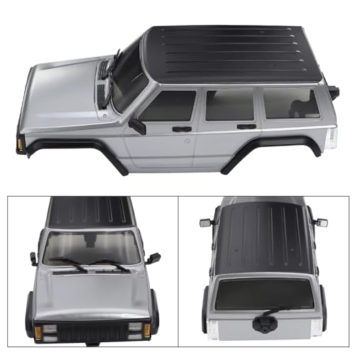 RC Cars Models Compatible with TRX4-M for Bronco for Defender for Cherokee Wheelbase Hardtop Body Shell Kit with Front Rear Bumpers 1/18 RC Crawler(Gray) - color: Gray