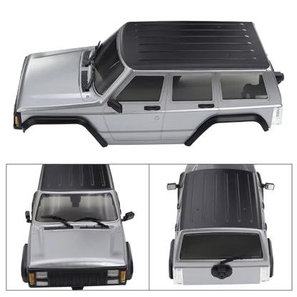 RC Cars Models Compatible with TRX4-M for Bronco for Defender for Cherokee Wheelbase Hardtop Body Shell Kit with Front Rear Bumpers 1/18 RC Crawler(Gray) - color: Gray