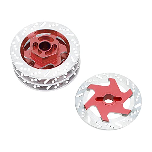 4Pack ShareGoo Metal 12mm Hex Hub Wheel Rim Tires Brake Disc Compatible with Traxxas Tamiya HSP HPI Redcat Racing 1/10 RC On-Road Car (Red) - color: Red