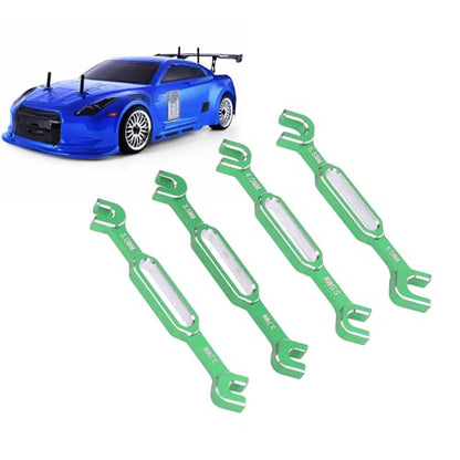 Tyenaza 4Pcs RC Aluminum Alloy Wrench, 3/3.2/3.5/3.7/4/5/5.5/6mm Turnbuckle Nut Ball Joint Remover with Multifunction RC Shock Absorber Plier Repair Tool KitRepair Tool Kit (Green) - color: Green