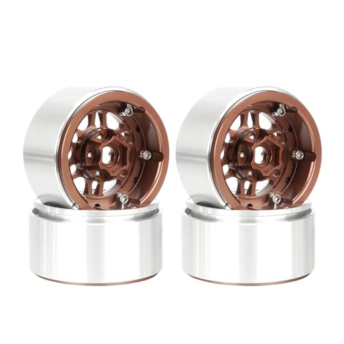 4PCS 1.9" Beadlock Wheel Rims Offset-10mm Aluminum Alloy Metal Wheel Hub for 1/10 RC Rock Crawler Car for Axial SCX10 TRX4 TRX6 D90 D110 Upgrade Accessories (Bronze) - color: Bronze